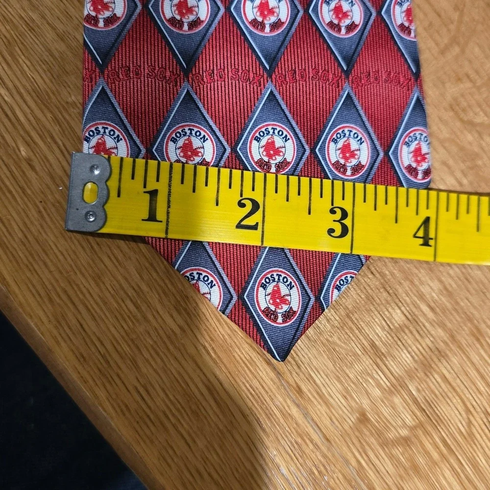 MLB Boston Red Sox Mens Silk Tie BoSox Red Grey Diamond Logo Necktie Fenway Park